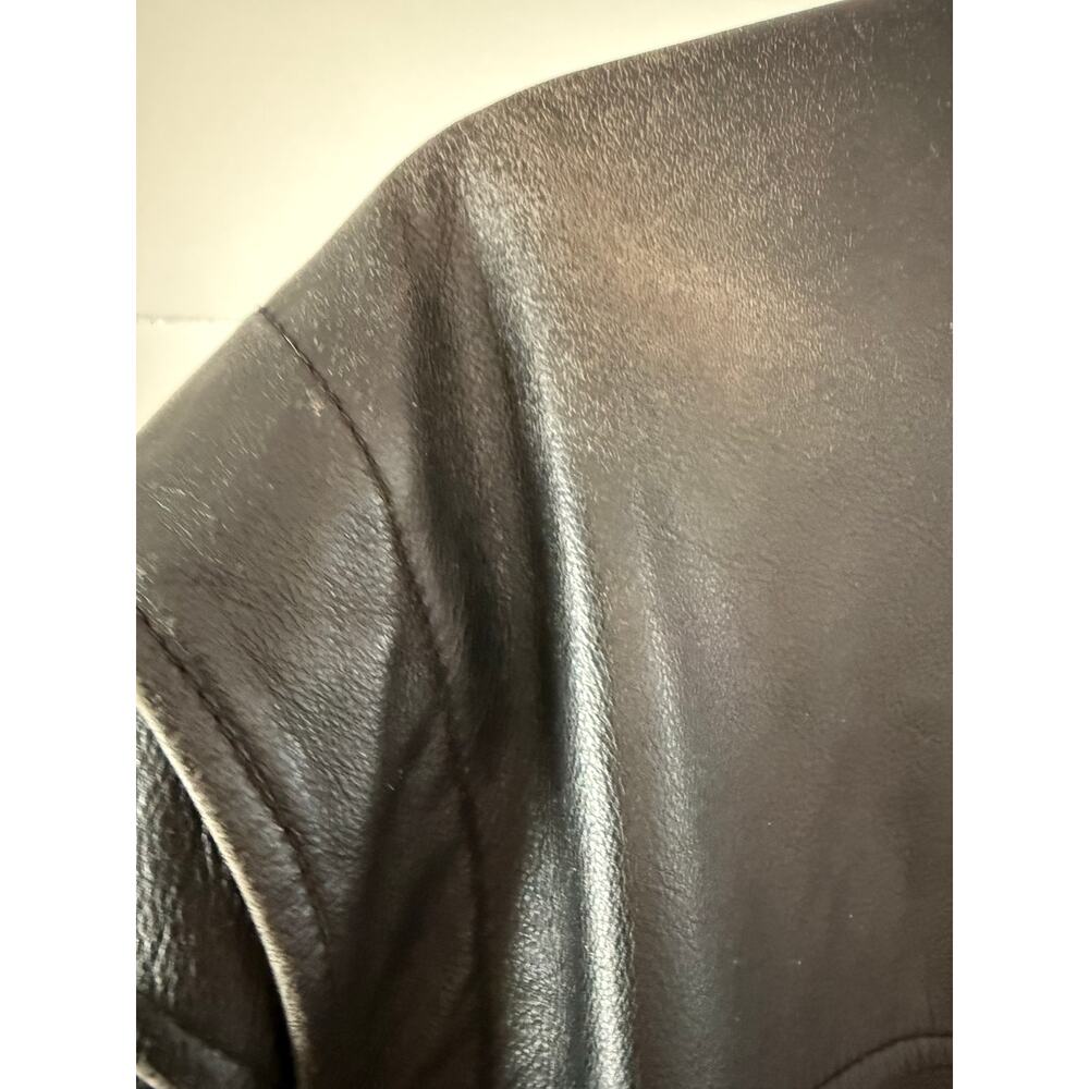 Vintage Black Genuine Leather Jacket Oversized 90s Minimal Beyond California L - Picture 12 of 12